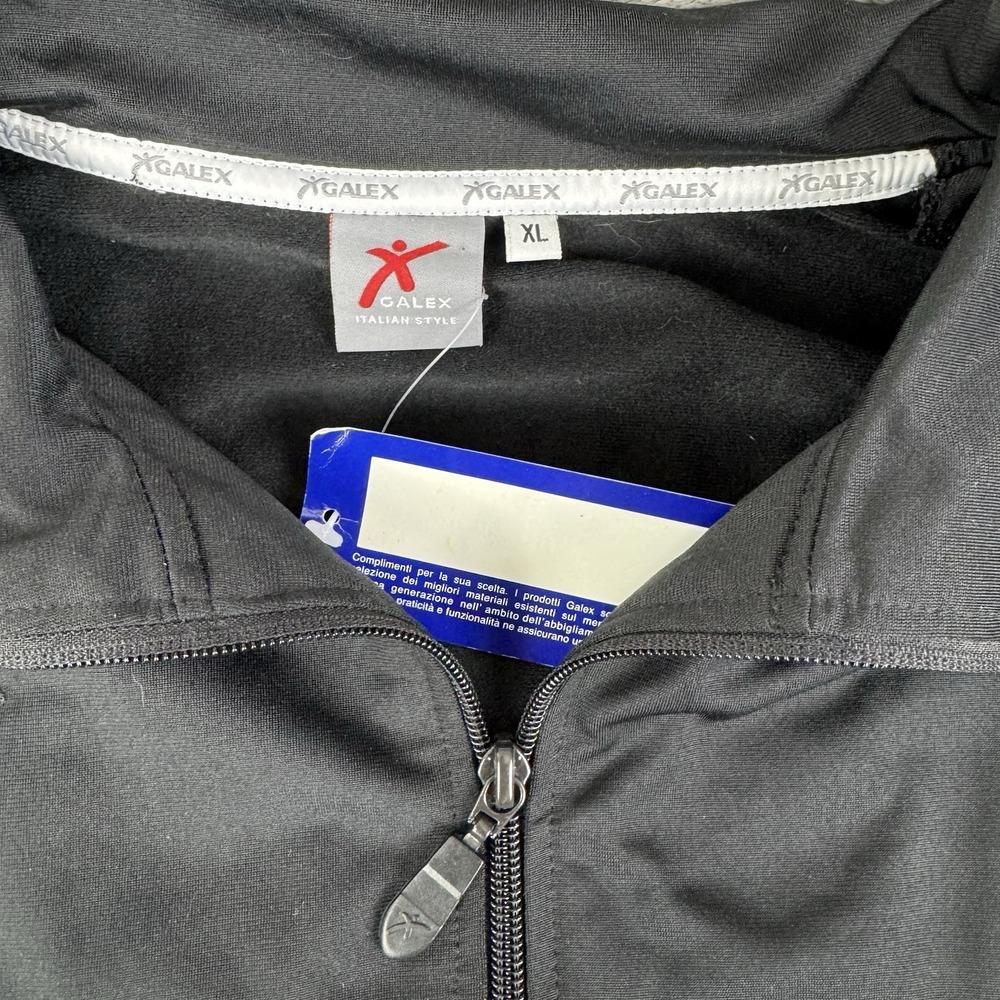 Galex Men's Track Jacket XL Black Full Zip Athletic Training Warm Up NWT Italian - Picture 3 of 8